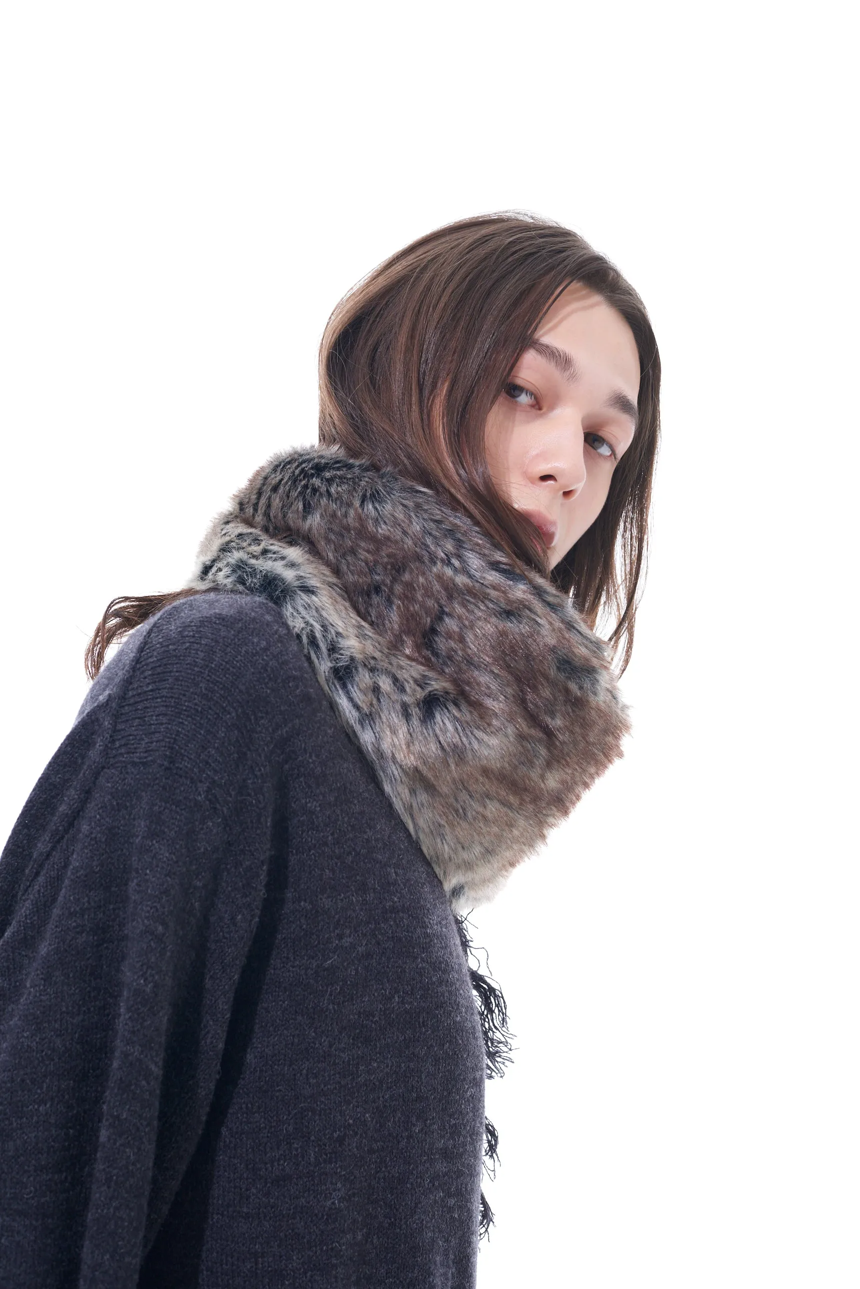 ANIMAL PATTERN ECO FUR NECK WARMER