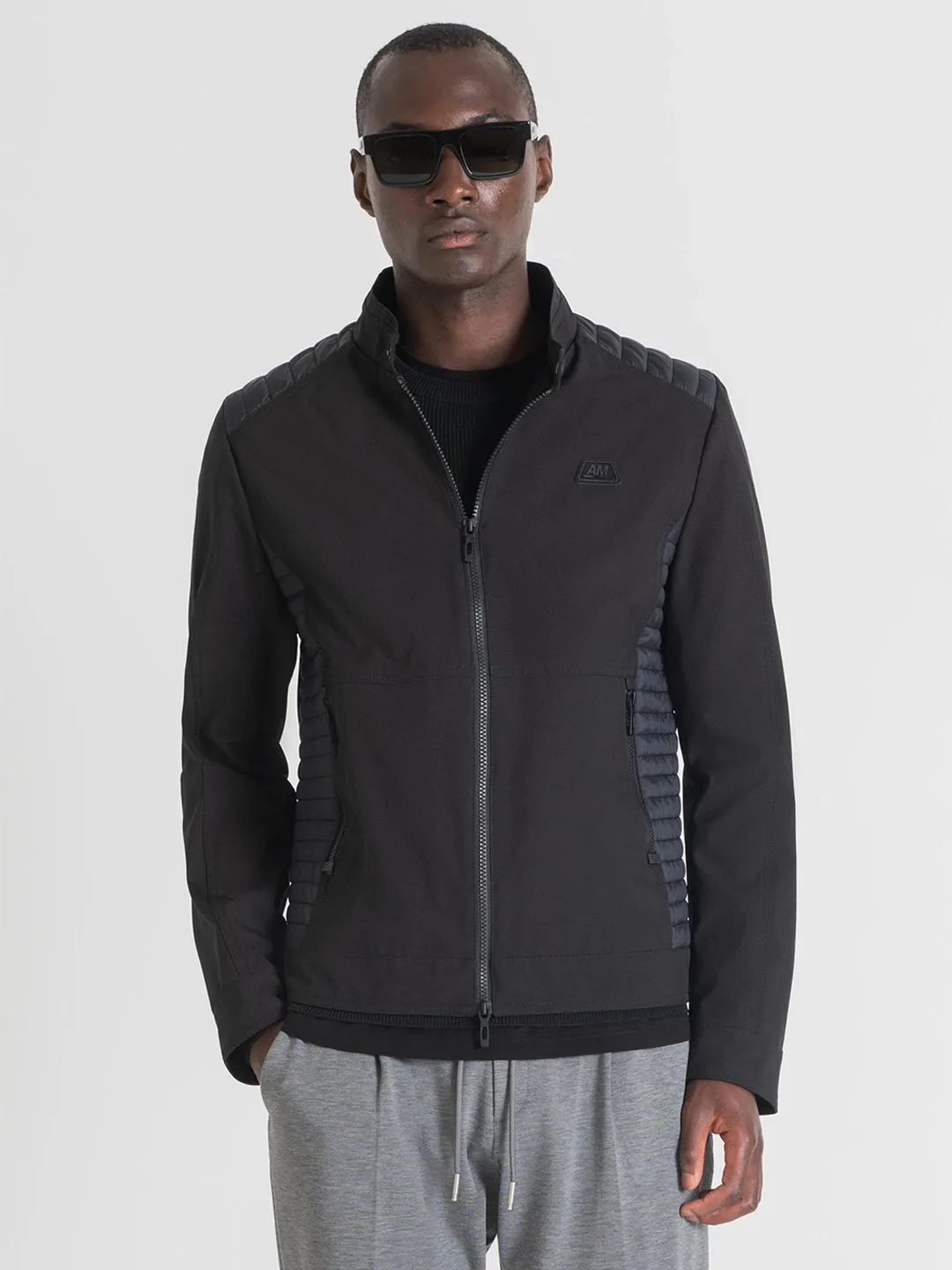 Antony Morato Men Black Lightweight Bomber Jacket