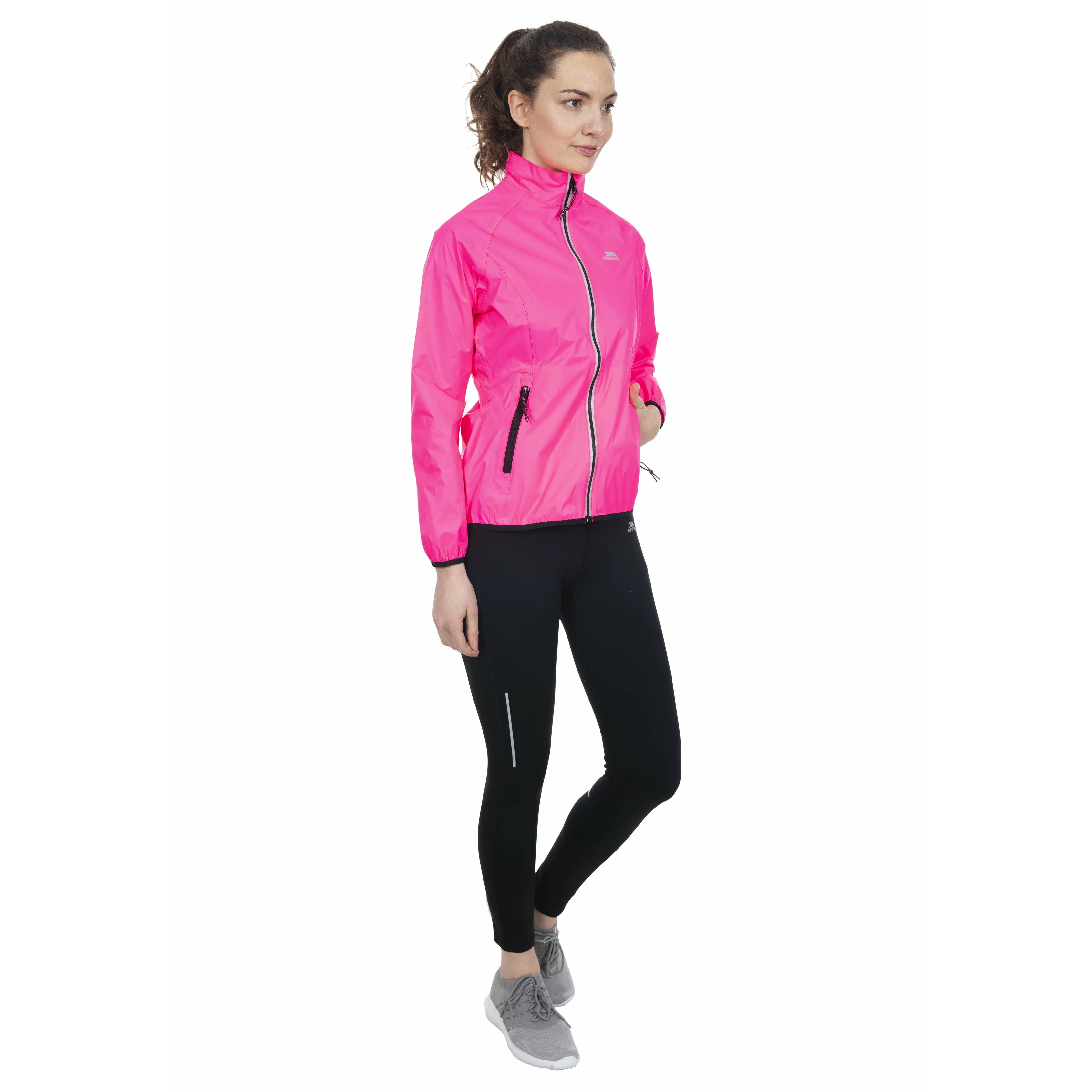 Beaming Womens Unpadded Waterproof Packaway Jacket in High Vis Pink