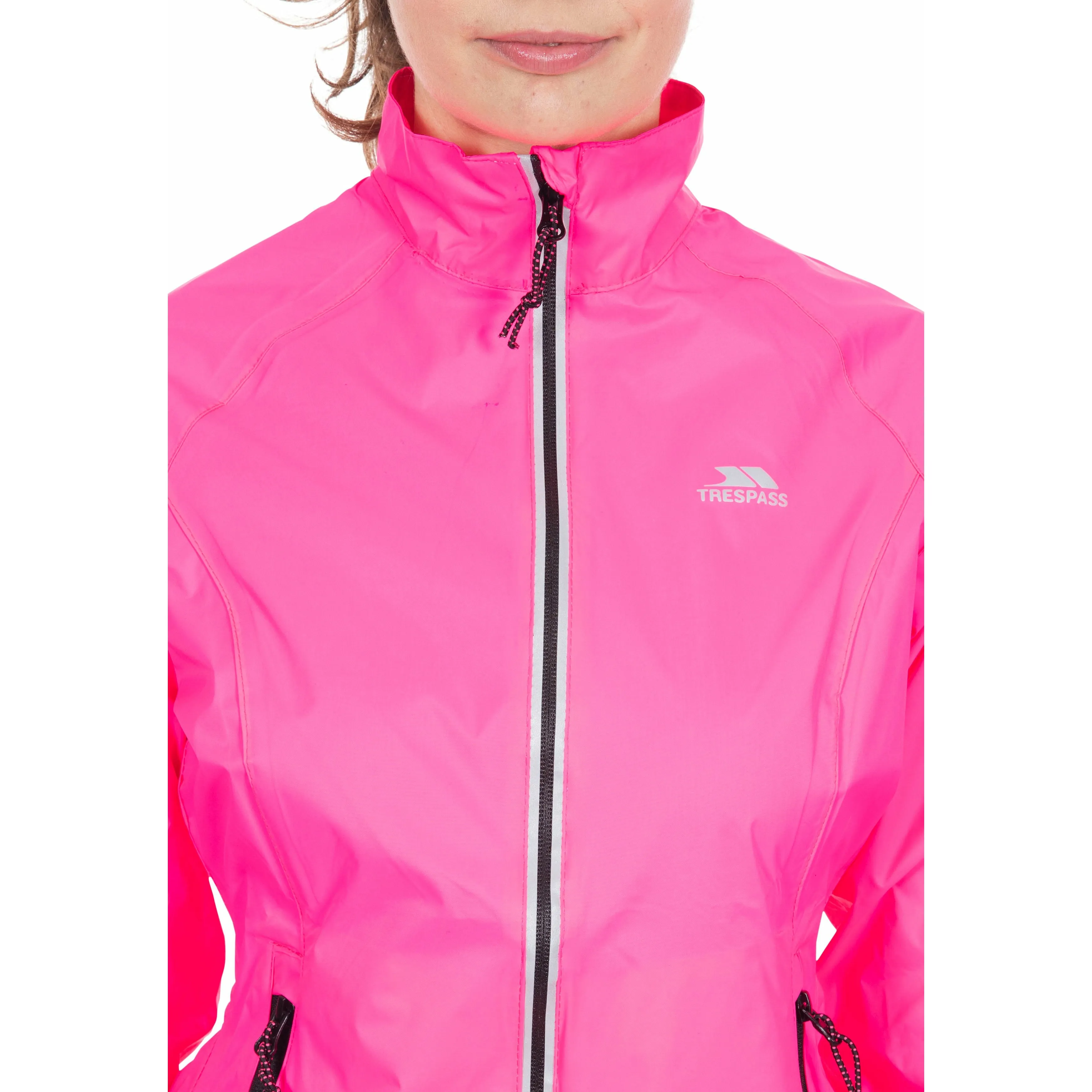 Beaming Womens Unpadded Waterproof Packaway Jacket in High Vis Pink