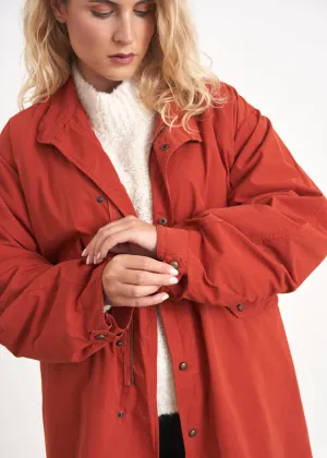 BETTY OVERSIZED COTTON PARKA COAT - RUST