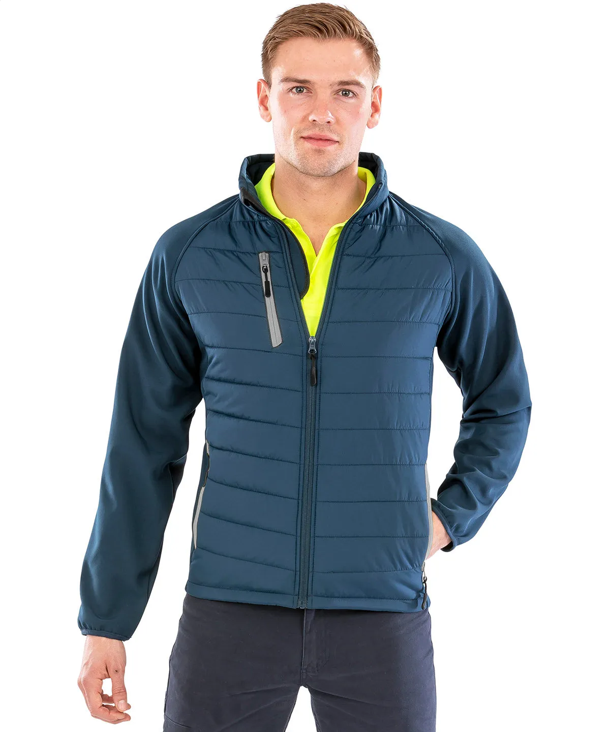 Black/Lime - Compass padded softshell jacket