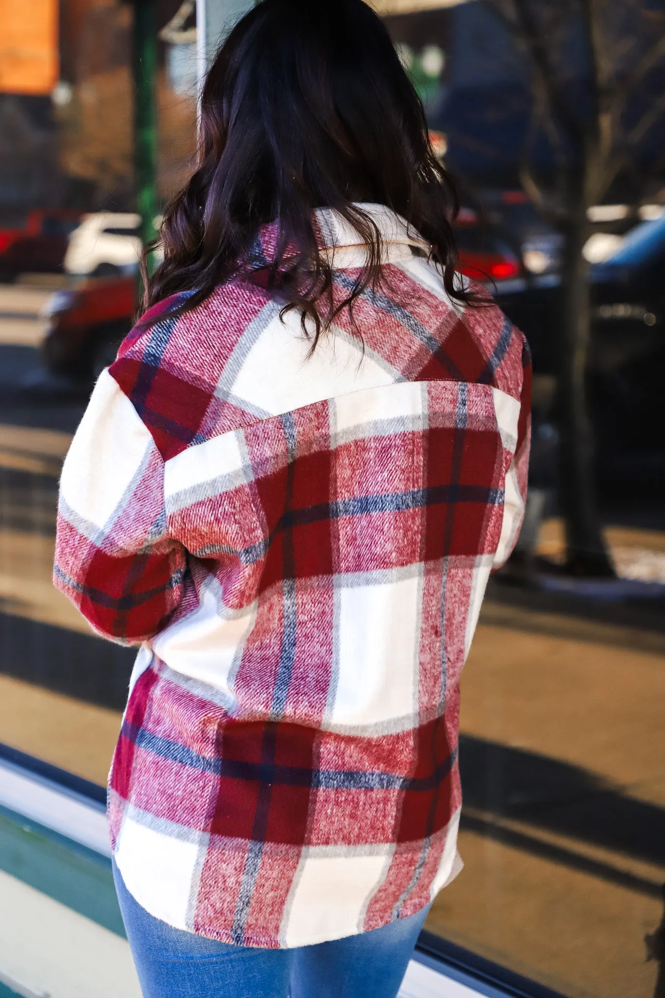 Burgundy Plaid Flannel Jacket