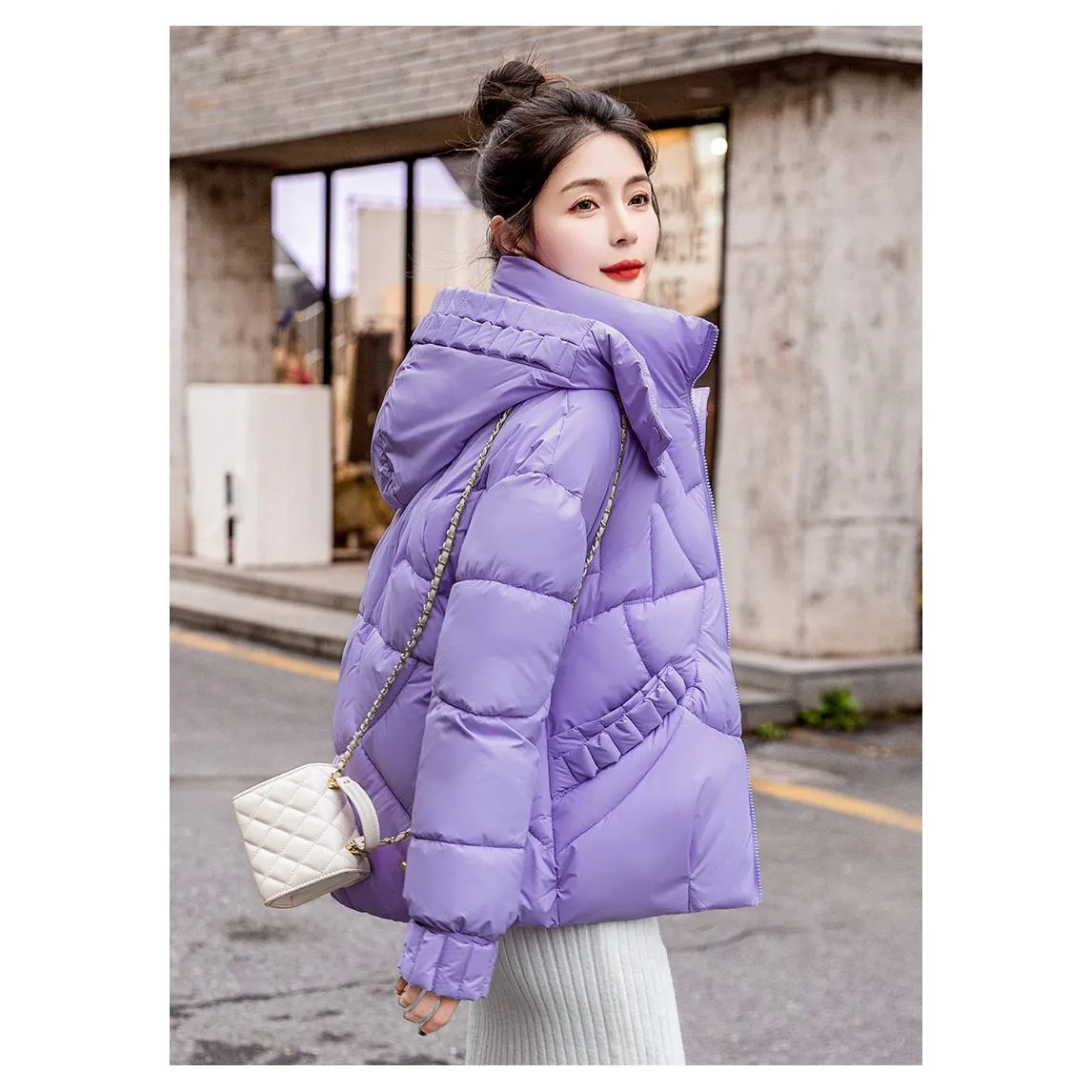 Cropped Windproof Thickened Puffer Jacket