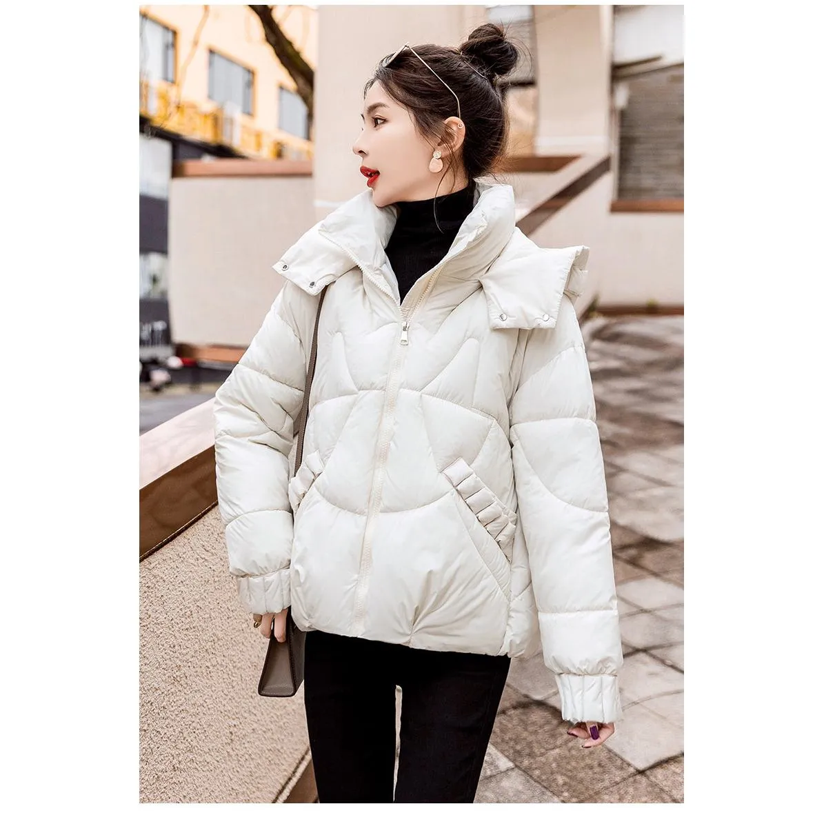 Cropped Windproof Thickened Puffer Jacket