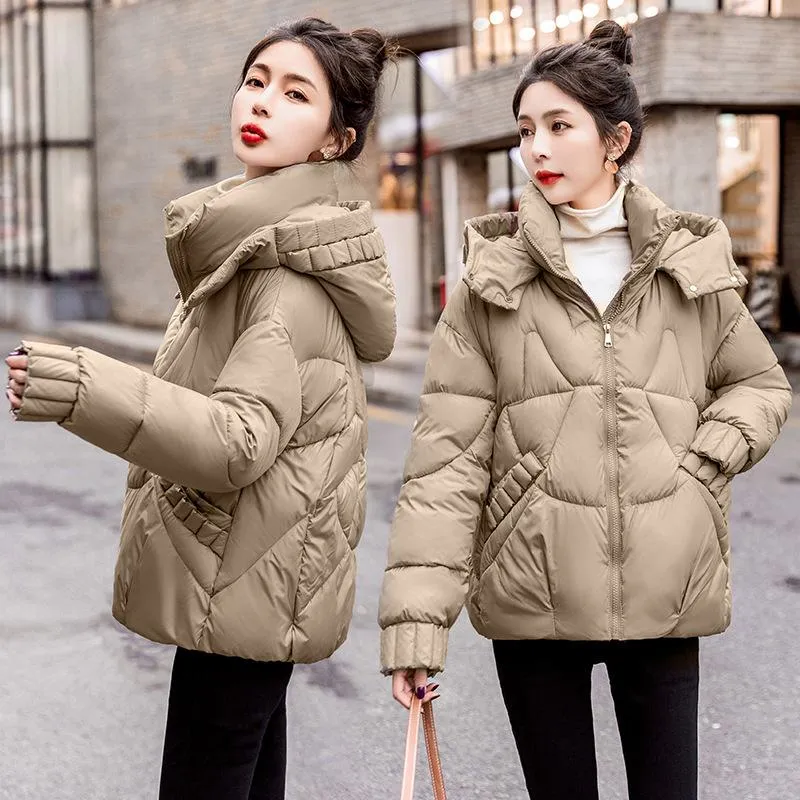 Cropped Windproof Thickened Puffer Jacket