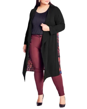 Eli Lightweight Open-Front Coat | Black / Orange