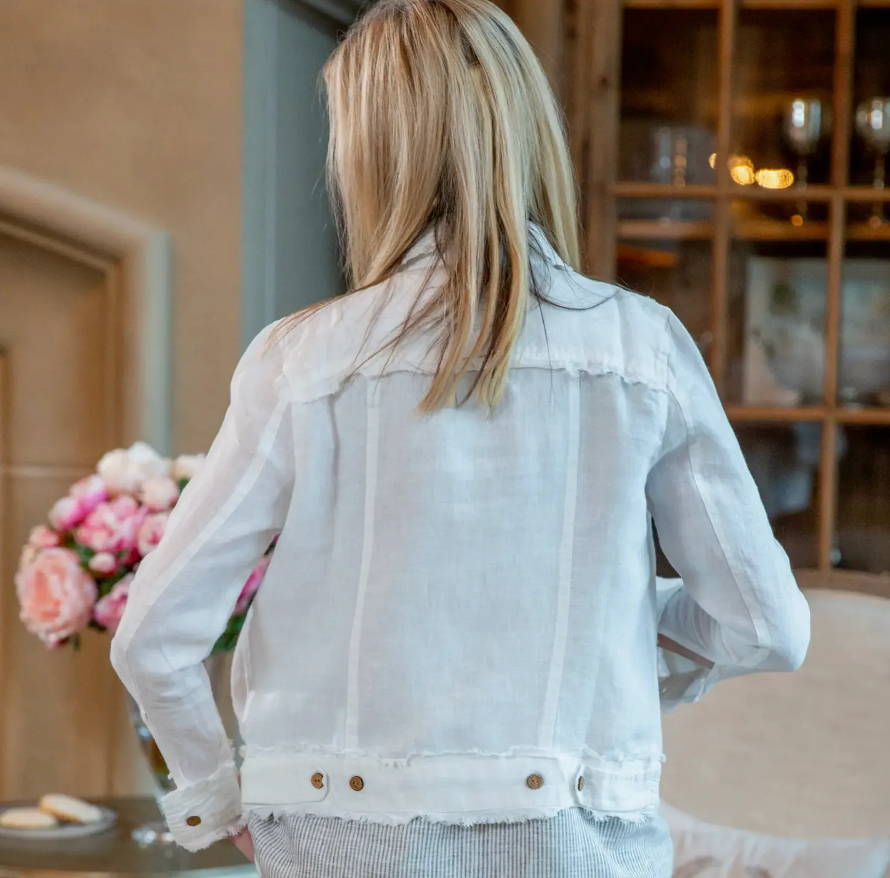 European  Frayed Edges Linen Casual Jacket