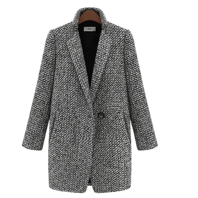 European Houndstooth Wool Coat