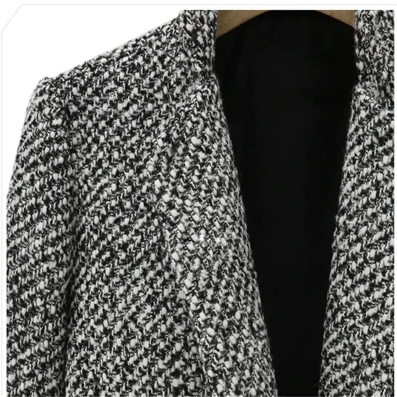 European Houndstooth Wool Coat