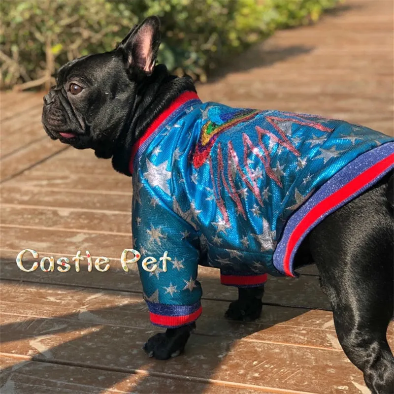 Fashion  French Bulldog Jacket,Winter Warm Pet Dog Clothes Puppy Clothing Chihuahua  Poodle,Star Sequins Coat Pug Costume