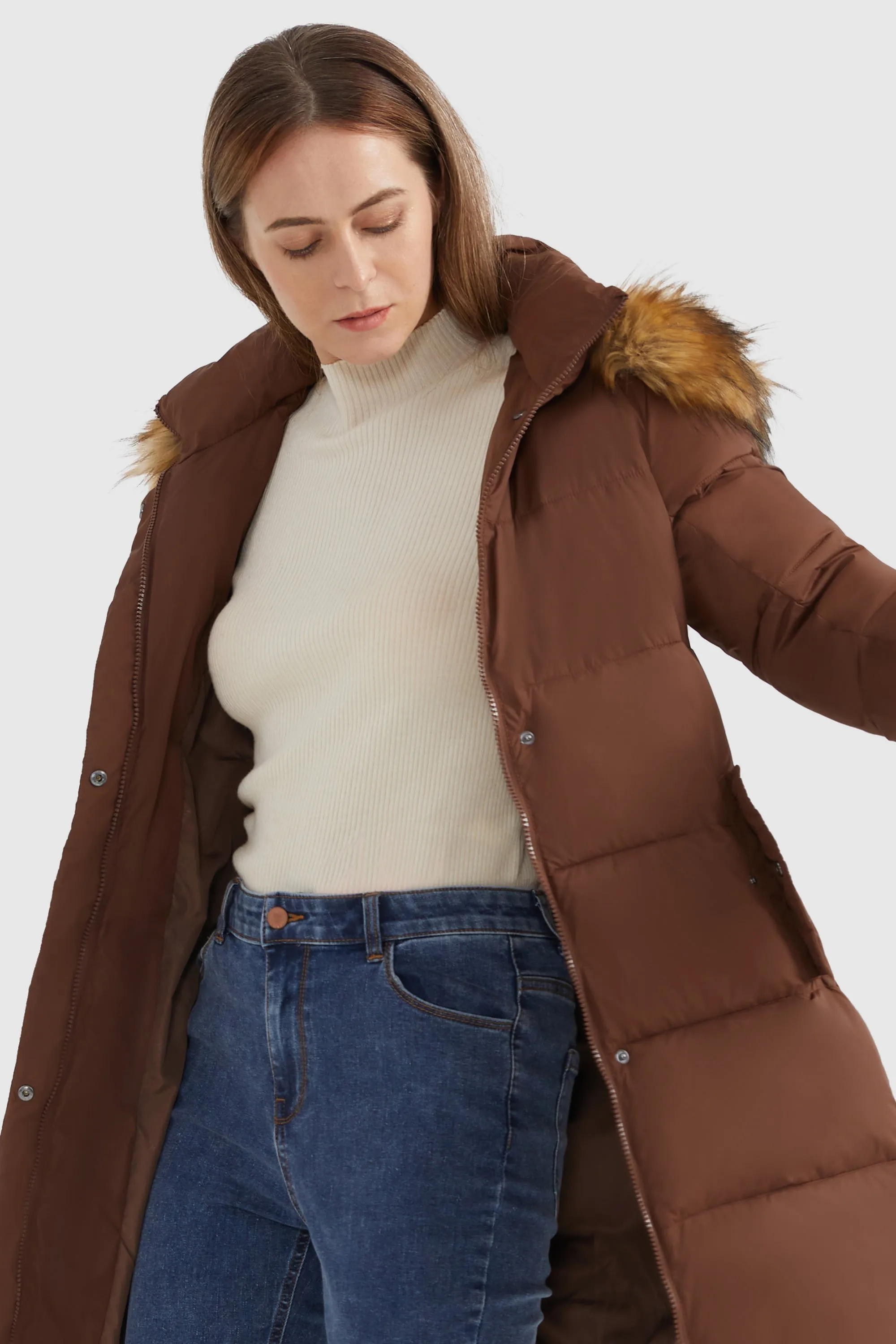 Faux Fur Hooded Winter Puffer Coat