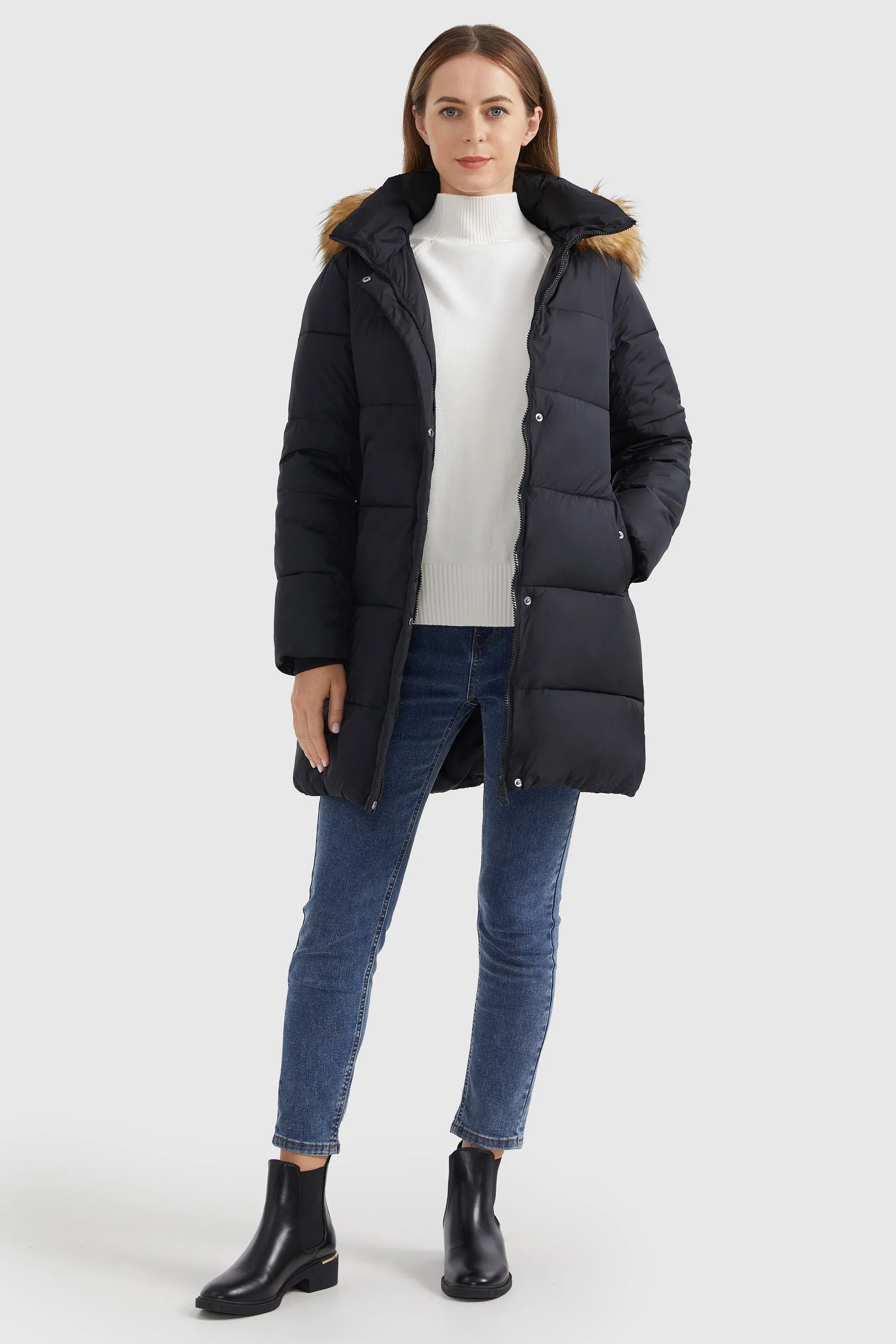 Faux Fur Hooded Winter Puffer Coat