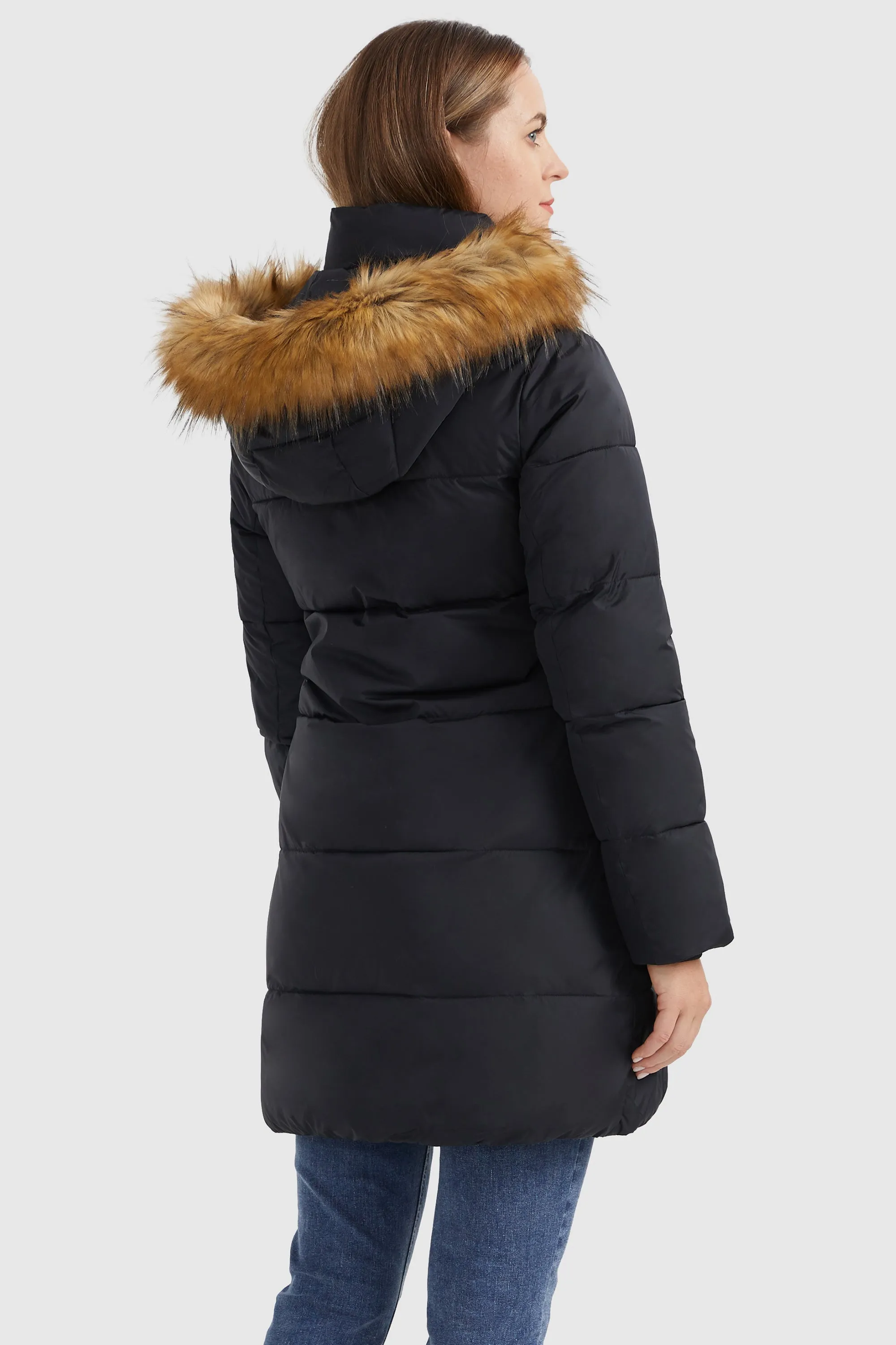 Faux Fur Hooded Winter Puffer Coat