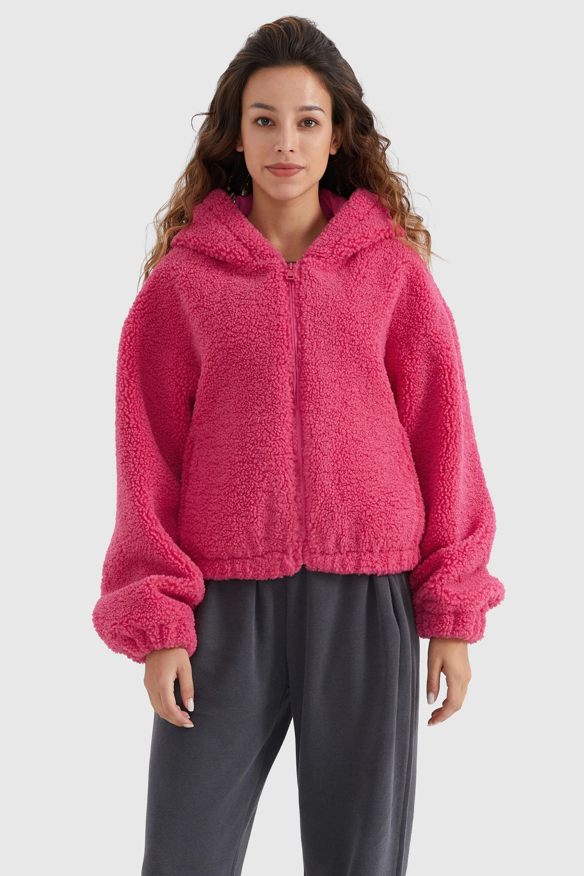 Fleece Cropped Drop Shoulder Coat