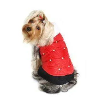 HD Rhinestone Red Puffer Vest