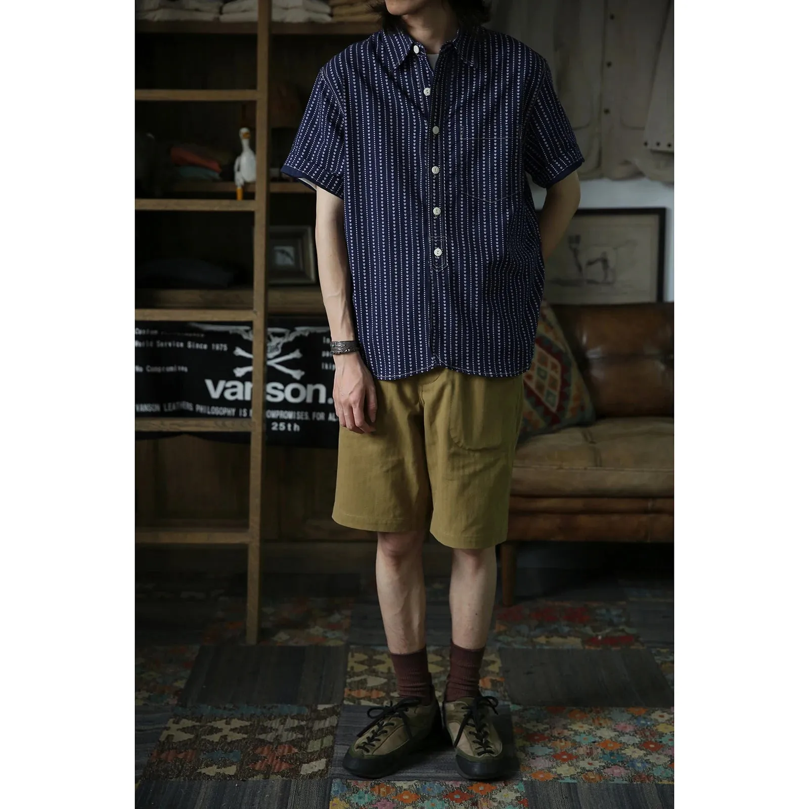 Heart-shaped Wabash Shirt Indigo Heritage Mens Workwear Striped Shirts