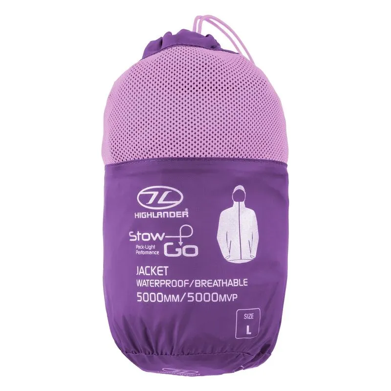 Highlander Stow & Go Women's Waterproof Pack-Away Jacket - Purple