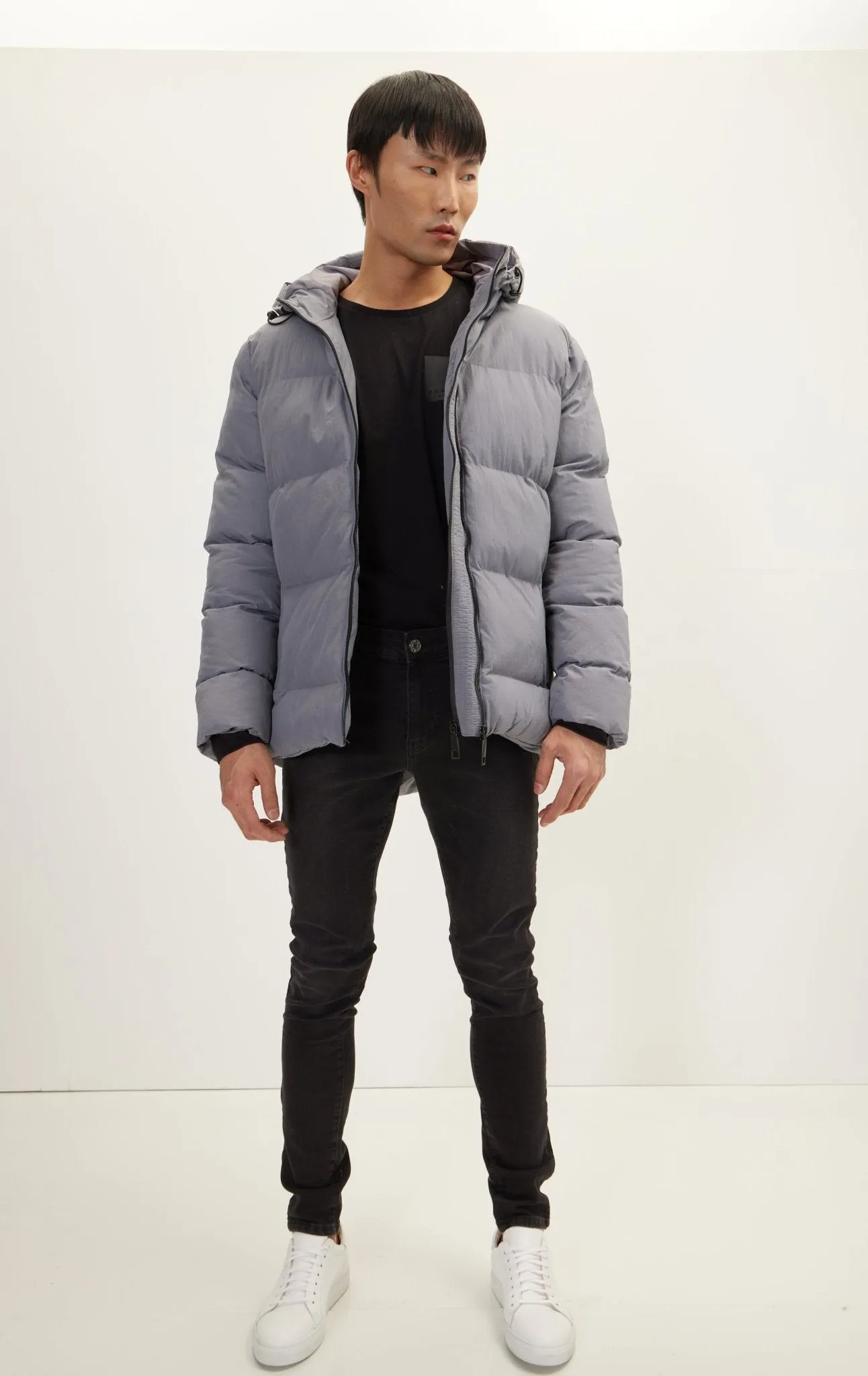 Hooded Padded Coat - Grey