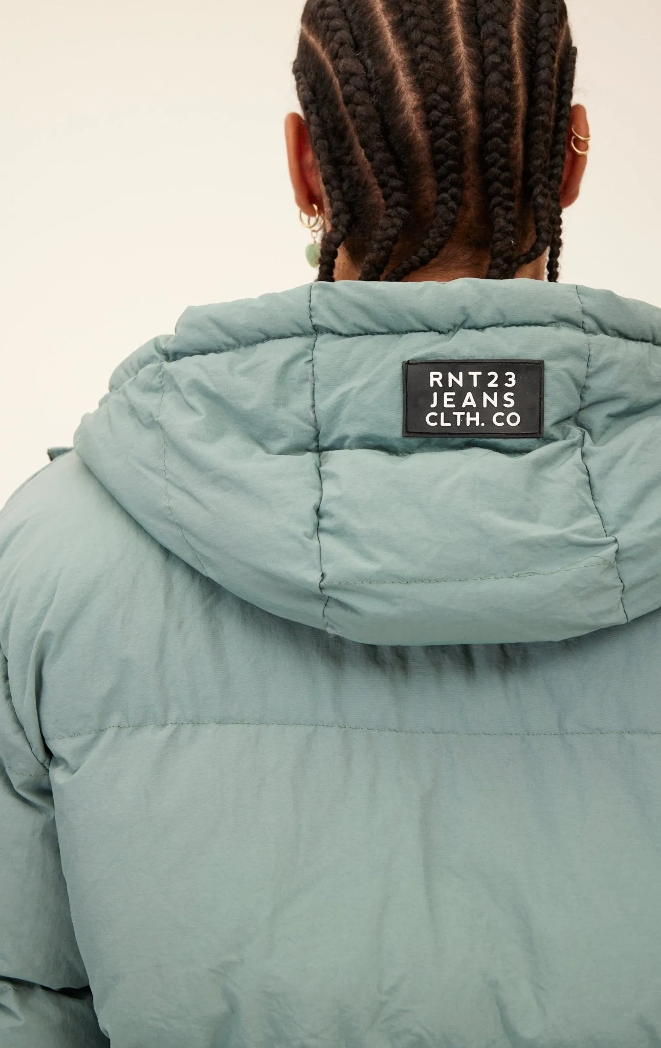 Hooded Padded Coat - Teal Green