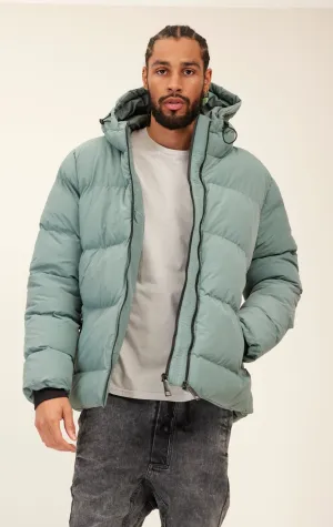 Hooded Padded Coat - Teal Green