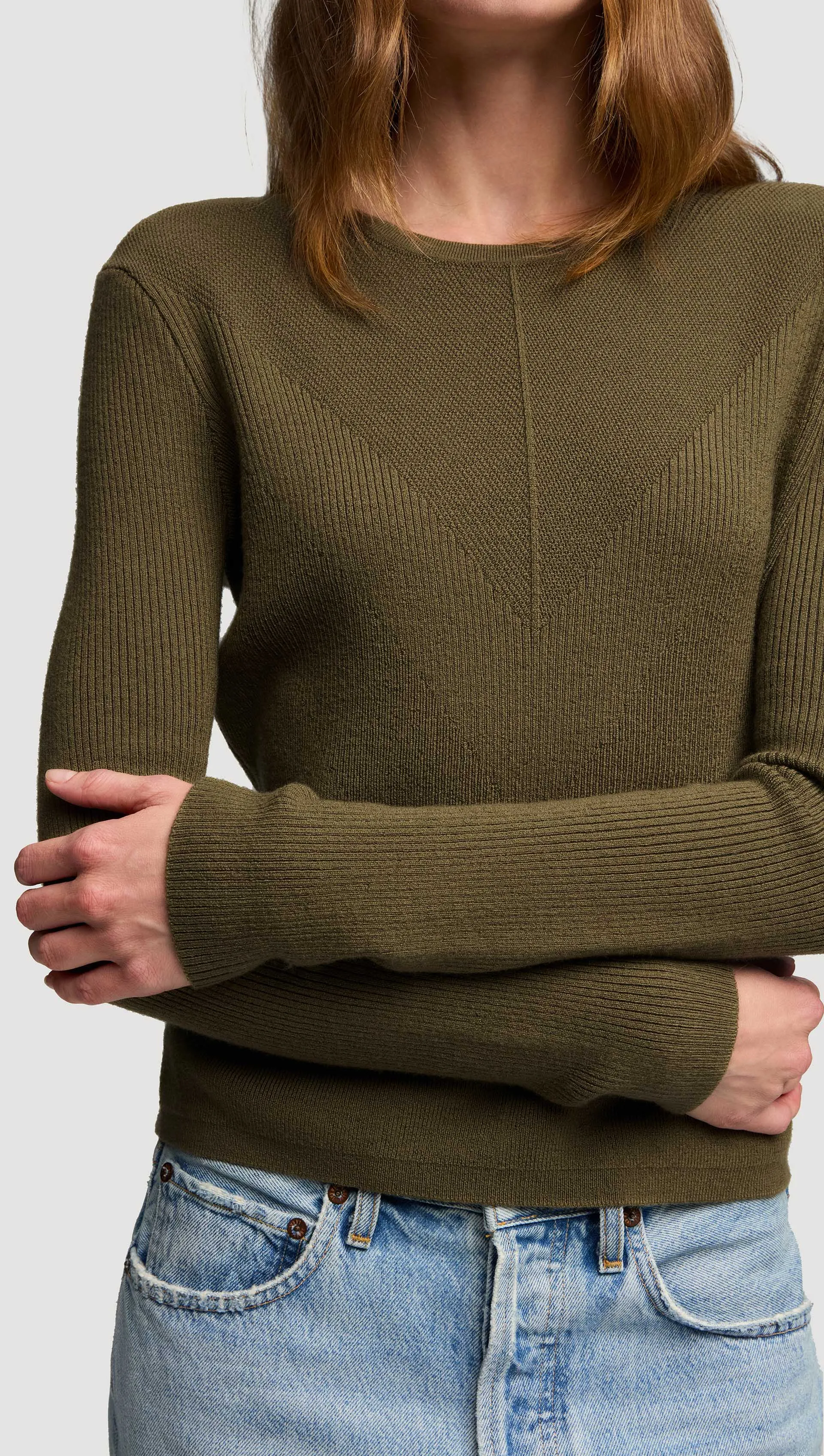 Knit Longsleeve Crew in Stretch Tencel | Ochre