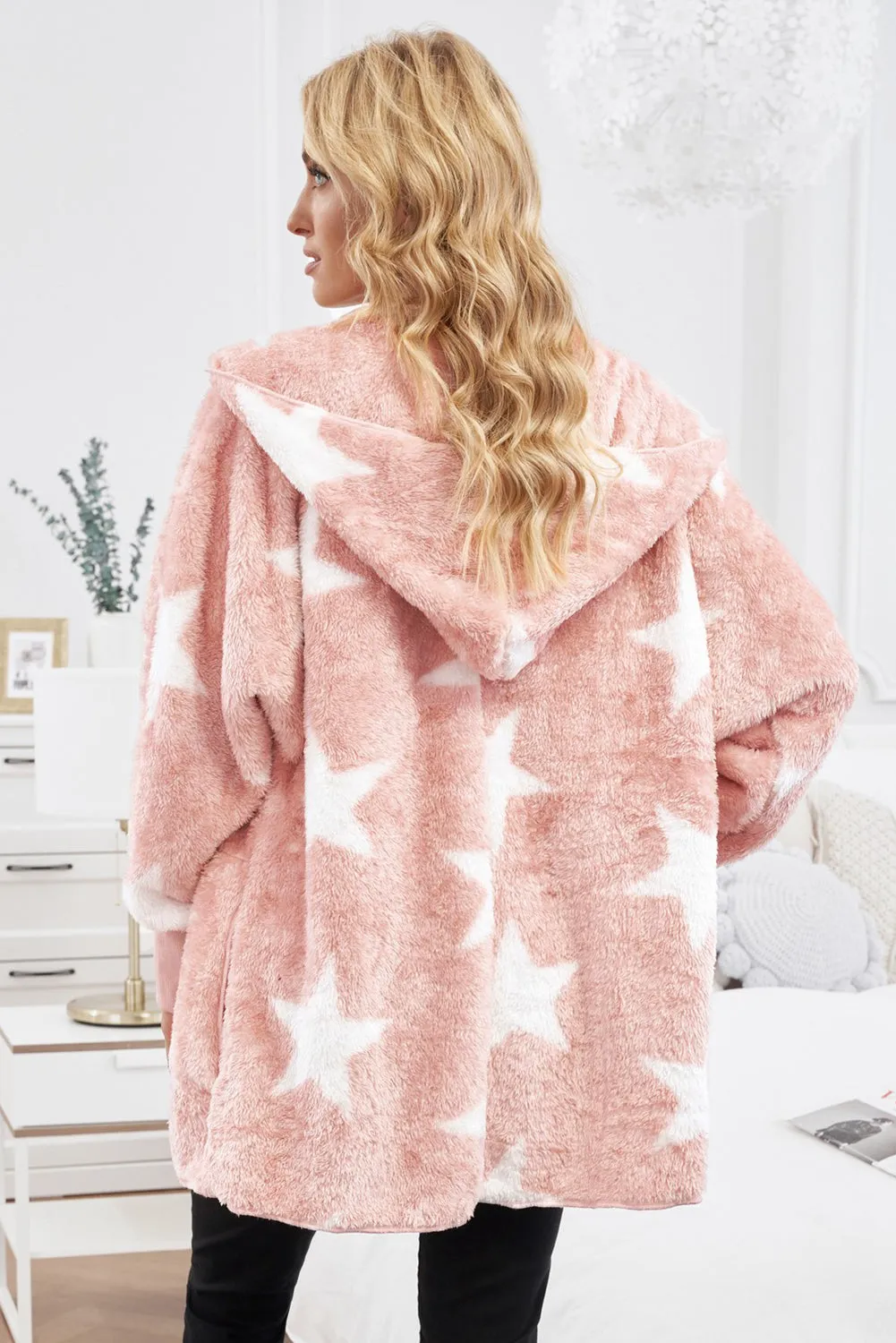 Lapel Collar Scatter Star Fuzzy Coat