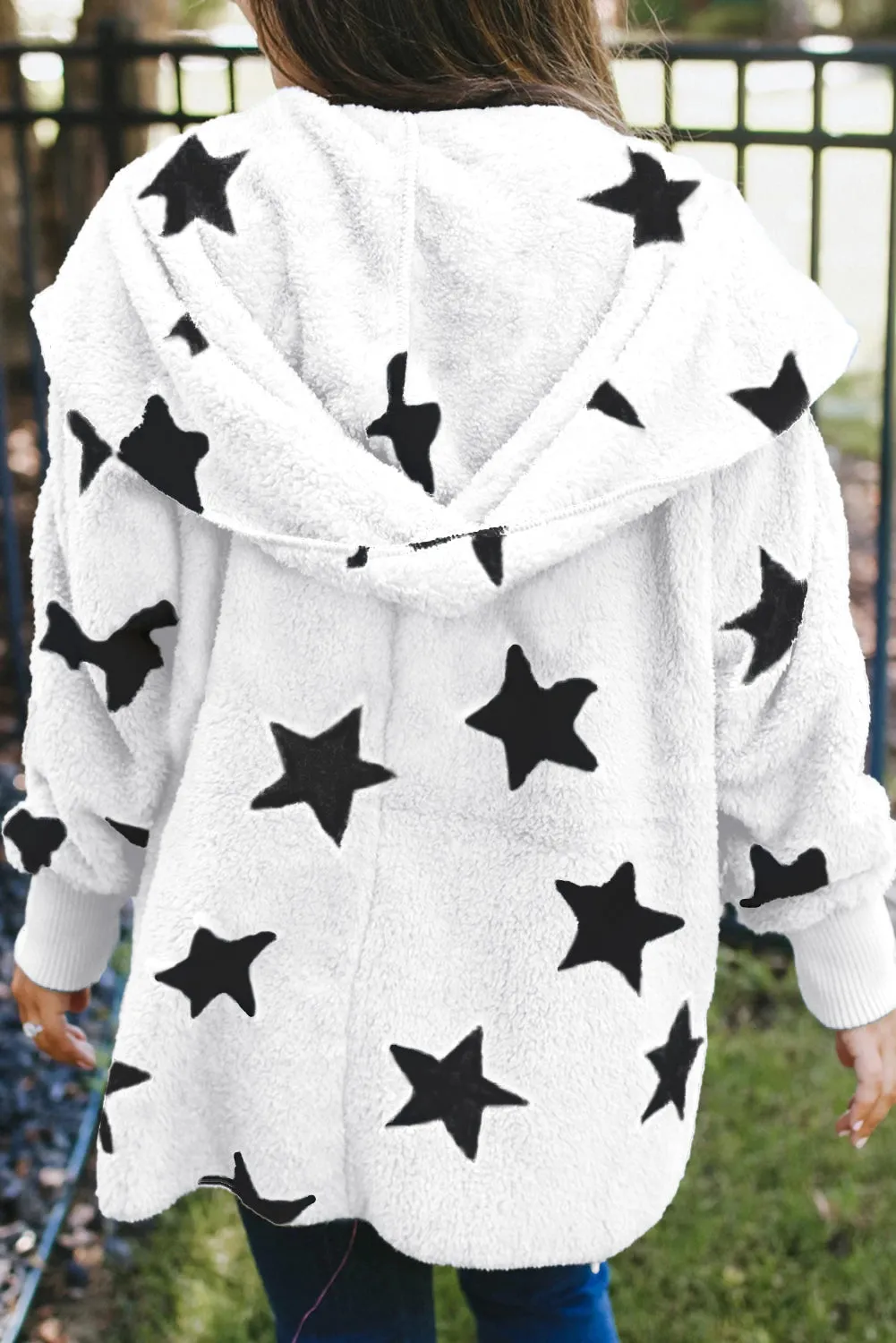 Lapel Collar Scatter Star Fuzzy Coat