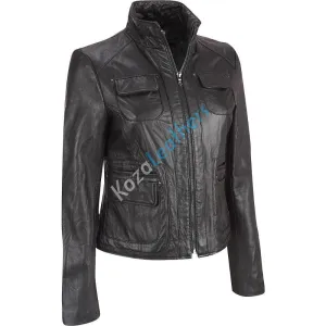 Leathers Women's Real Lambskin Leather Bomber Jacket KW137