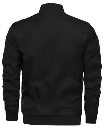 LEOTUDE Full Sleeve Regular Fit Bomber Jacket For Men (JKT02_BLAKK_P_Black_L)