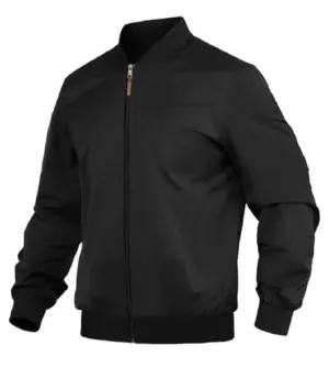 LEOTUDE Full Sleeve Regular Fit Bomber Jacket For Men (JKT02_BLAKK_P_Black_L)