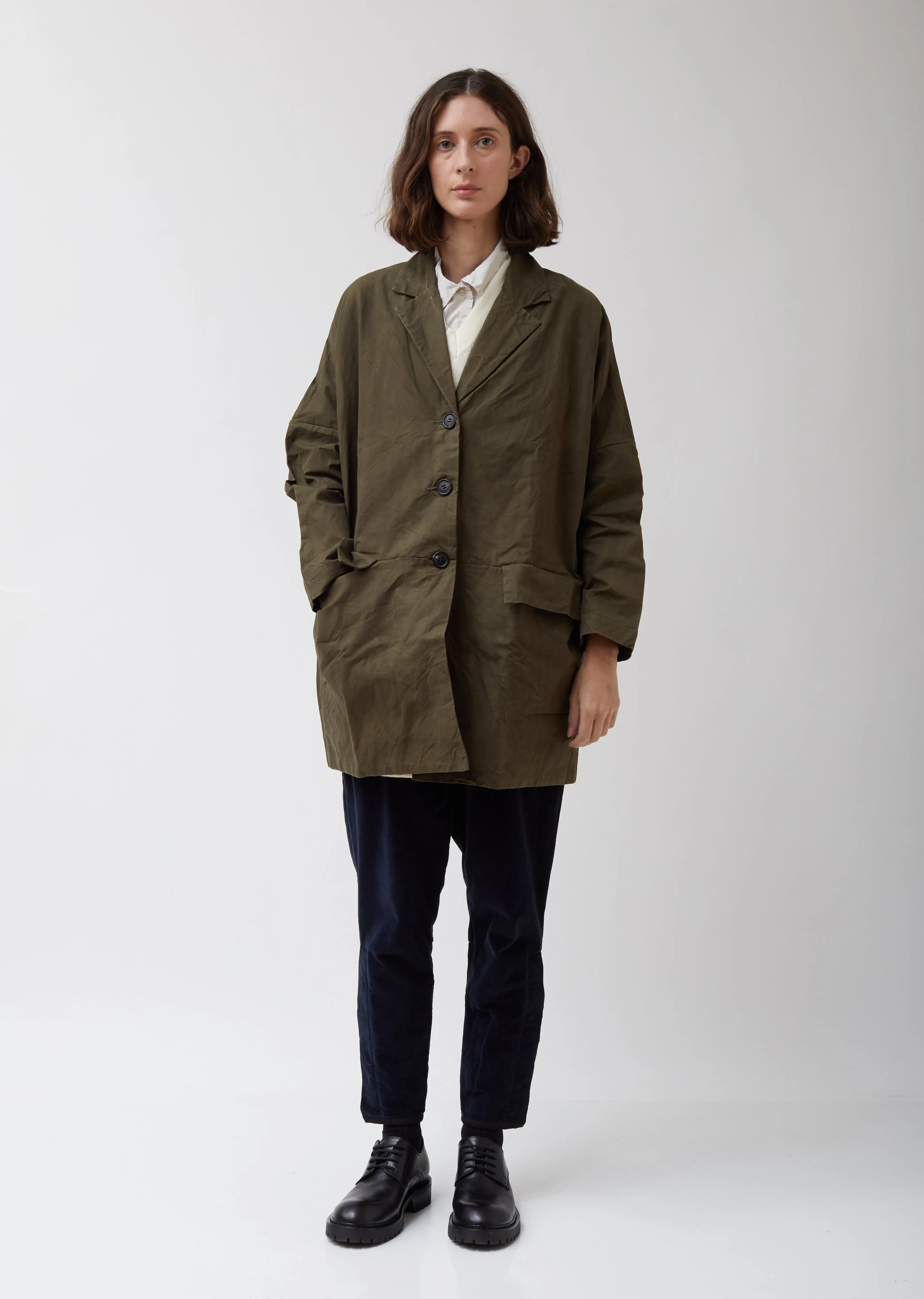 Lightweight Single-Breasted Wasabi Coat