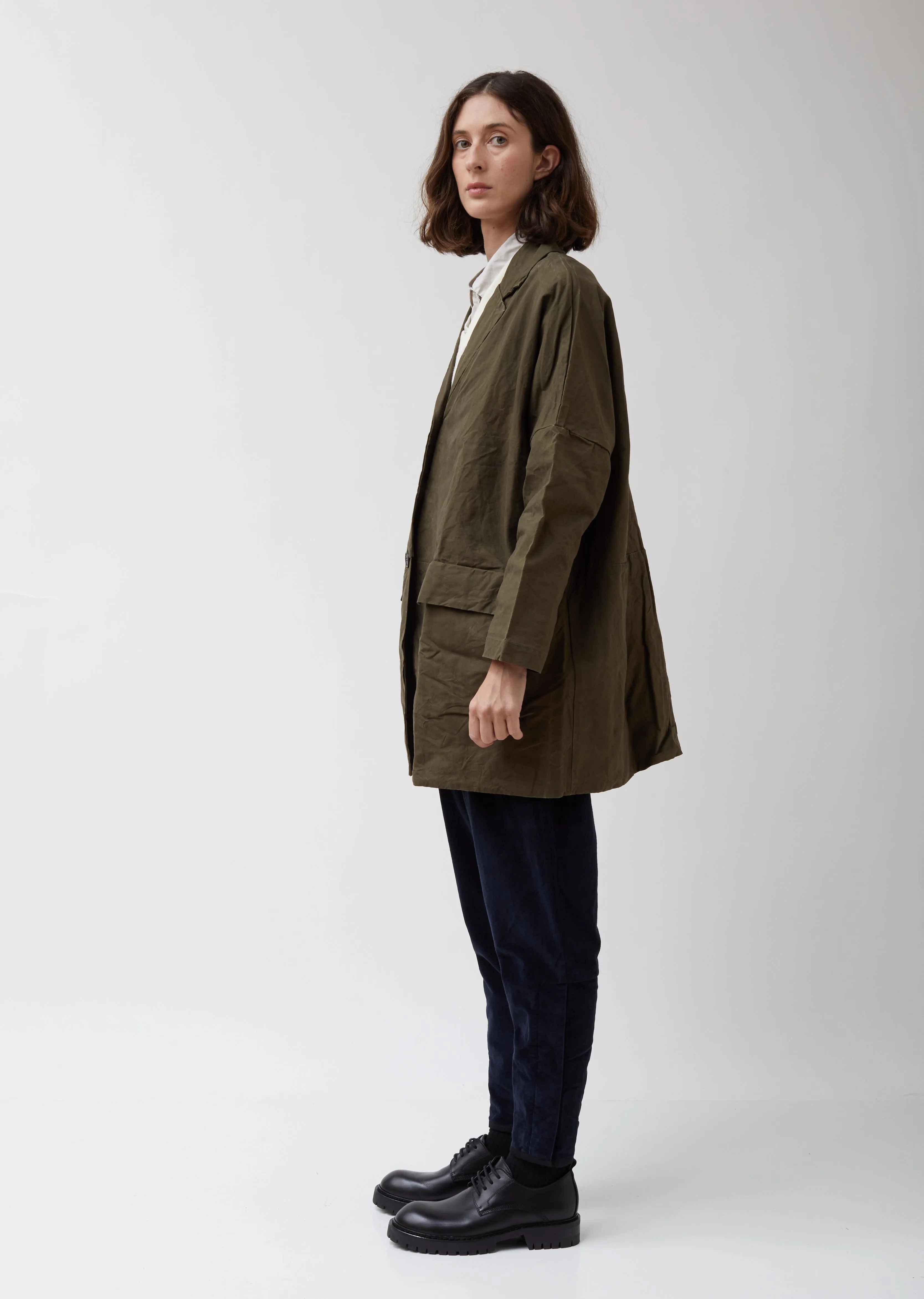 Lightweight Single-Breasted Wasabi Coat