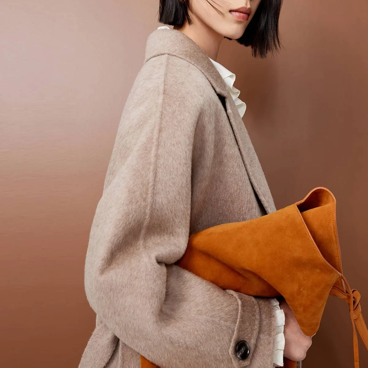 LILY Camel Wool-Blend Coat