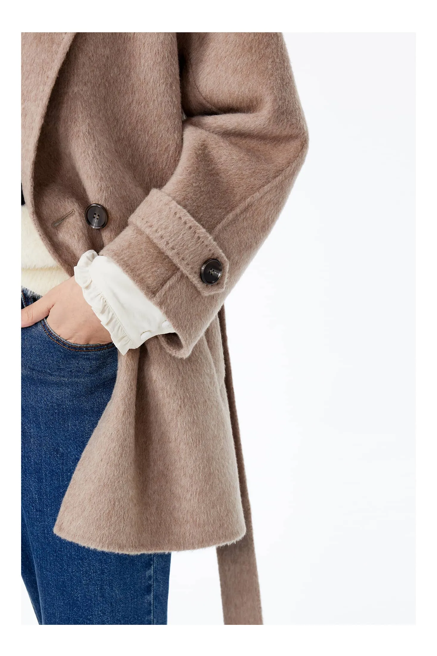 LILY Camel Wool-Blend Coat