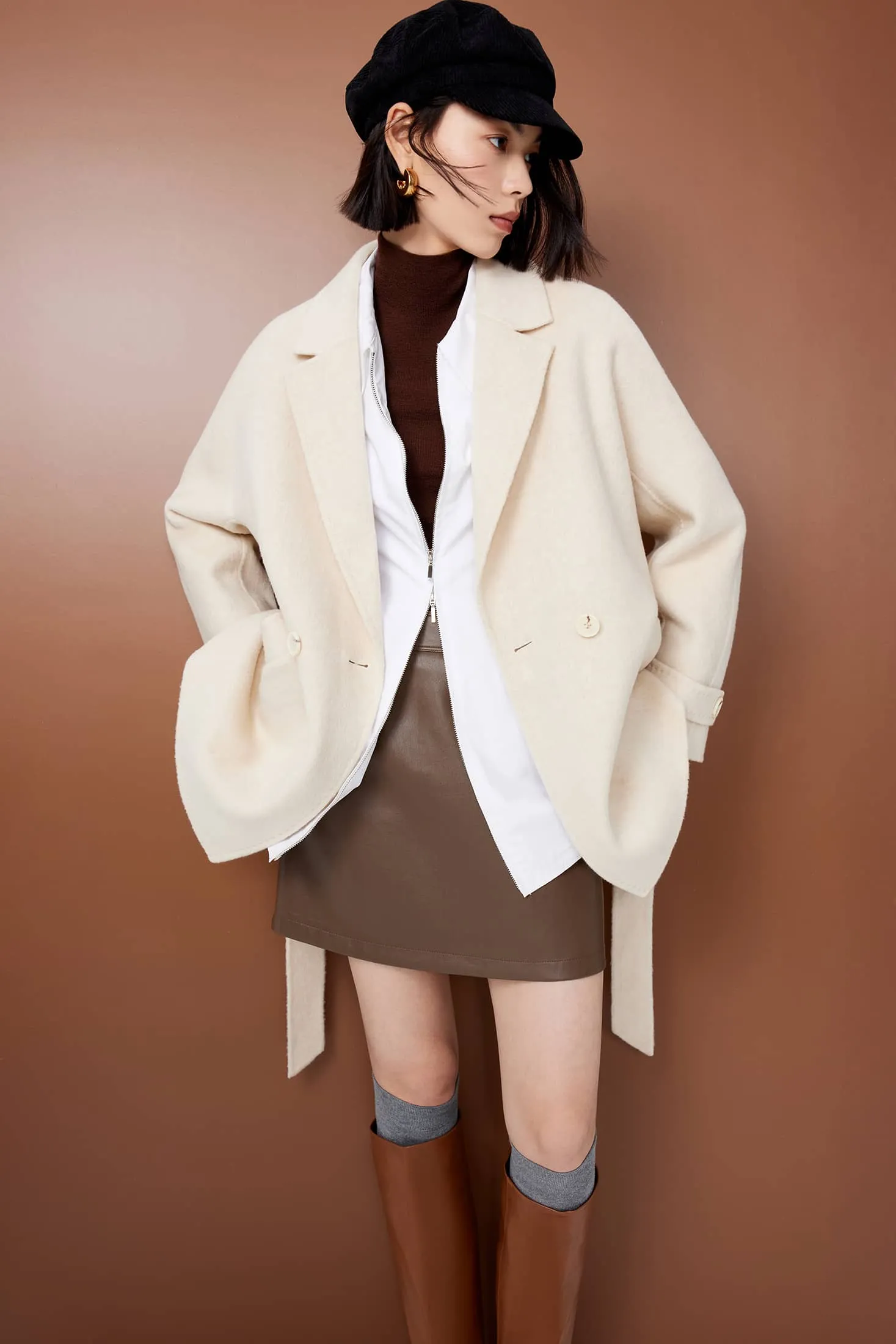 LILY Camel Wool-Blend Coat