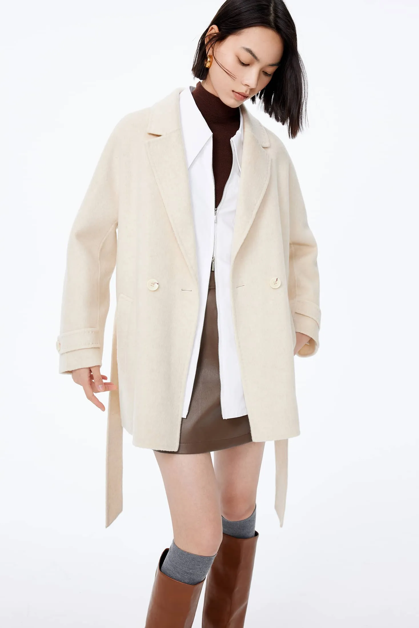 LILY Camel Wool-Blend Coat