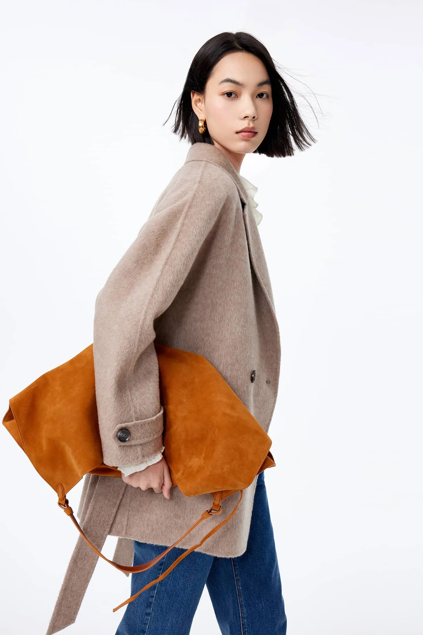 LILY Camel Wool-Blend Coat