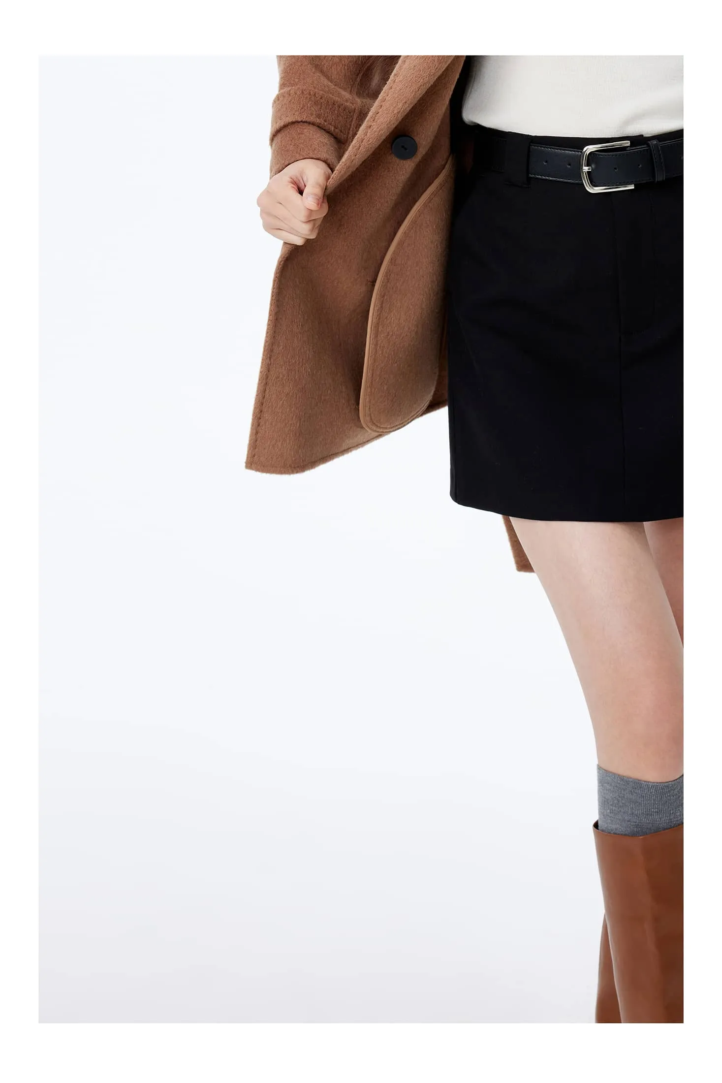 LILY Camel Wool-Blend Coat