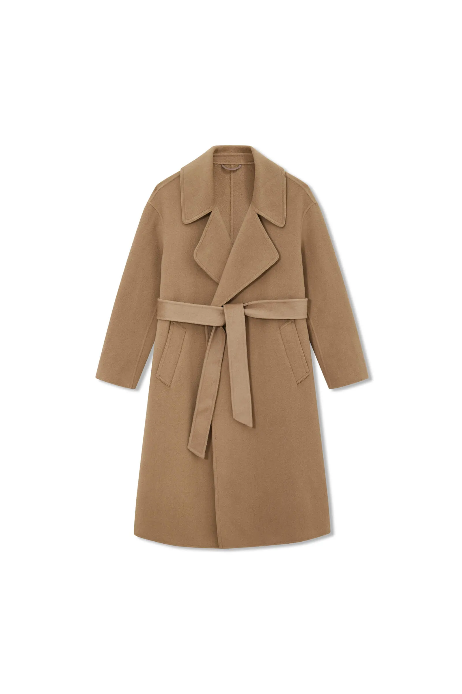 LILY Full Wool Slim Fit Belted Long Coat