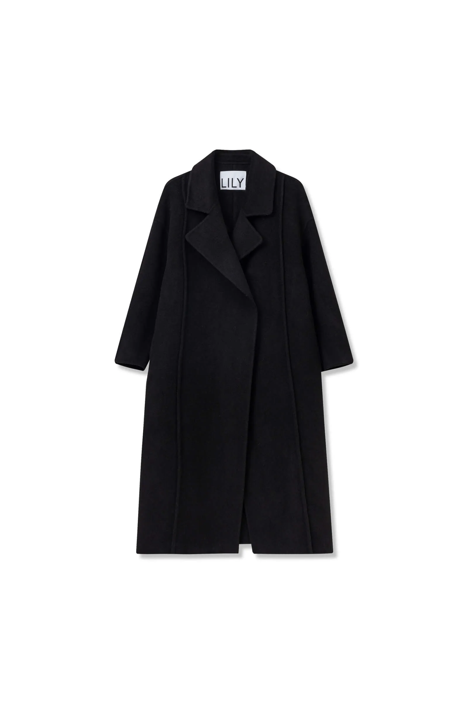 LILY Full Wool Vintage Black Long Coat