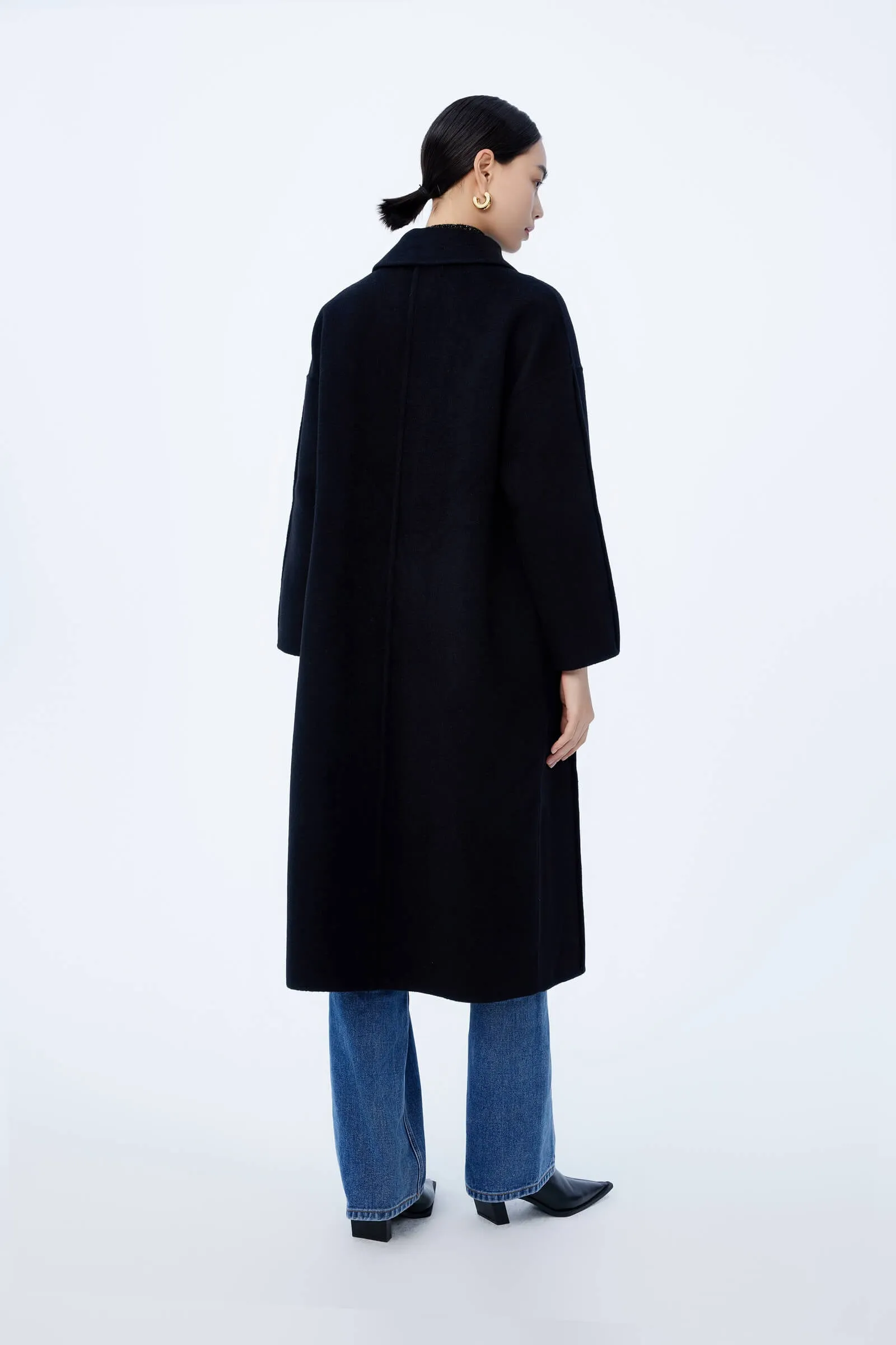 LILY Full Wool Vintage Black Long Coat