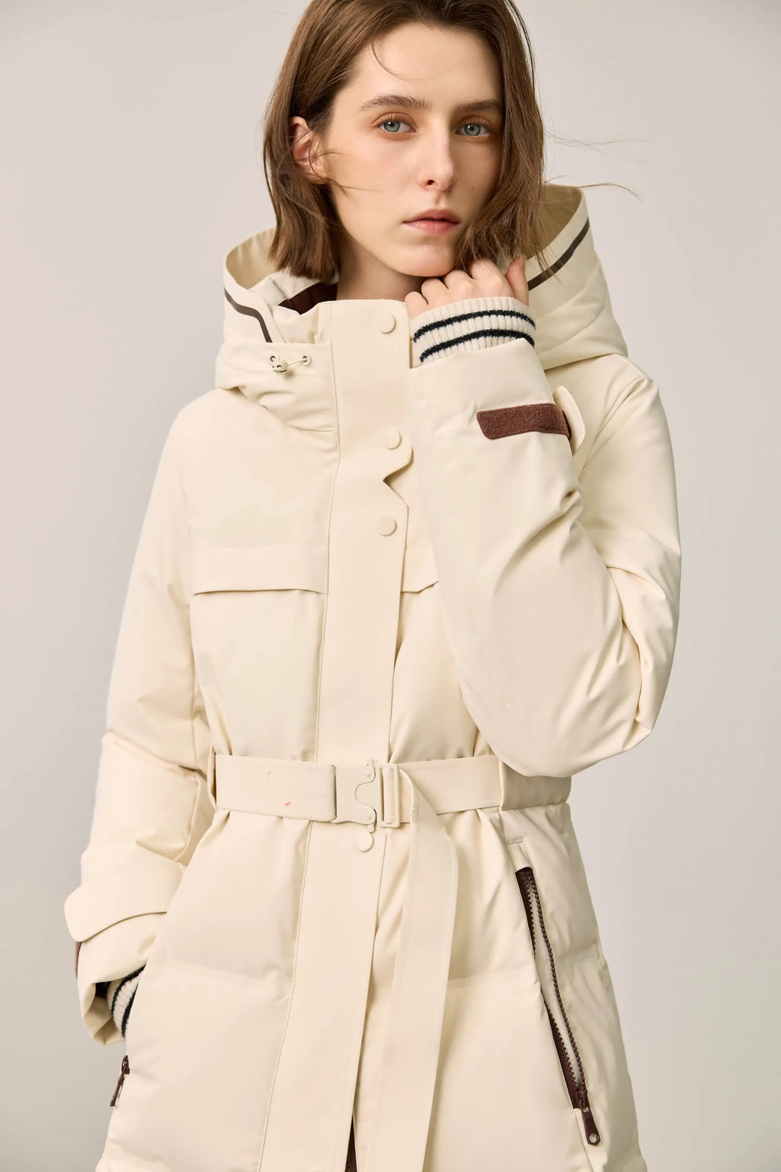 LILY Functional Utility Waist-Cinching Down Jacket