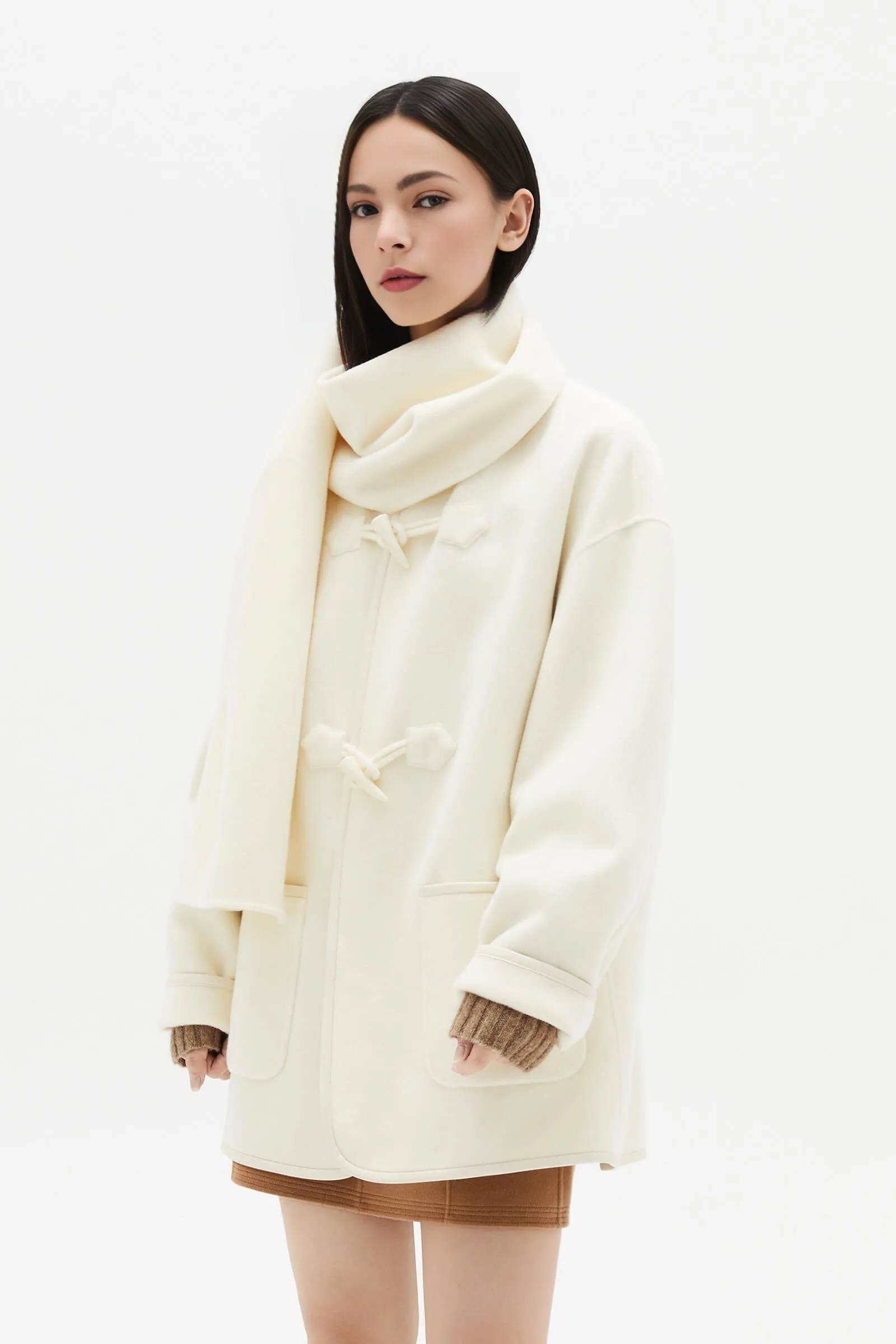 LILY Woolen Coat with Scarf