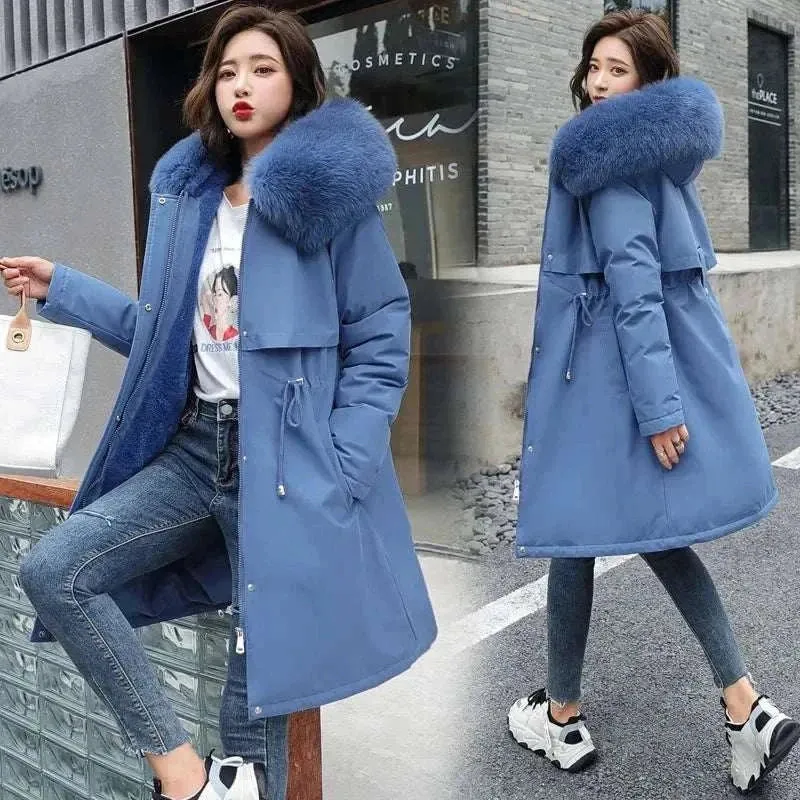 Long Coat Women: Warm Women jacket, Winter warm Jacket with Fur collar