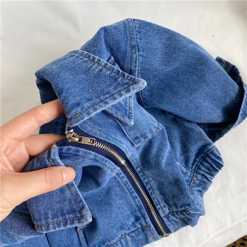 Long-Sleeved Loose Retro Denim Jacket