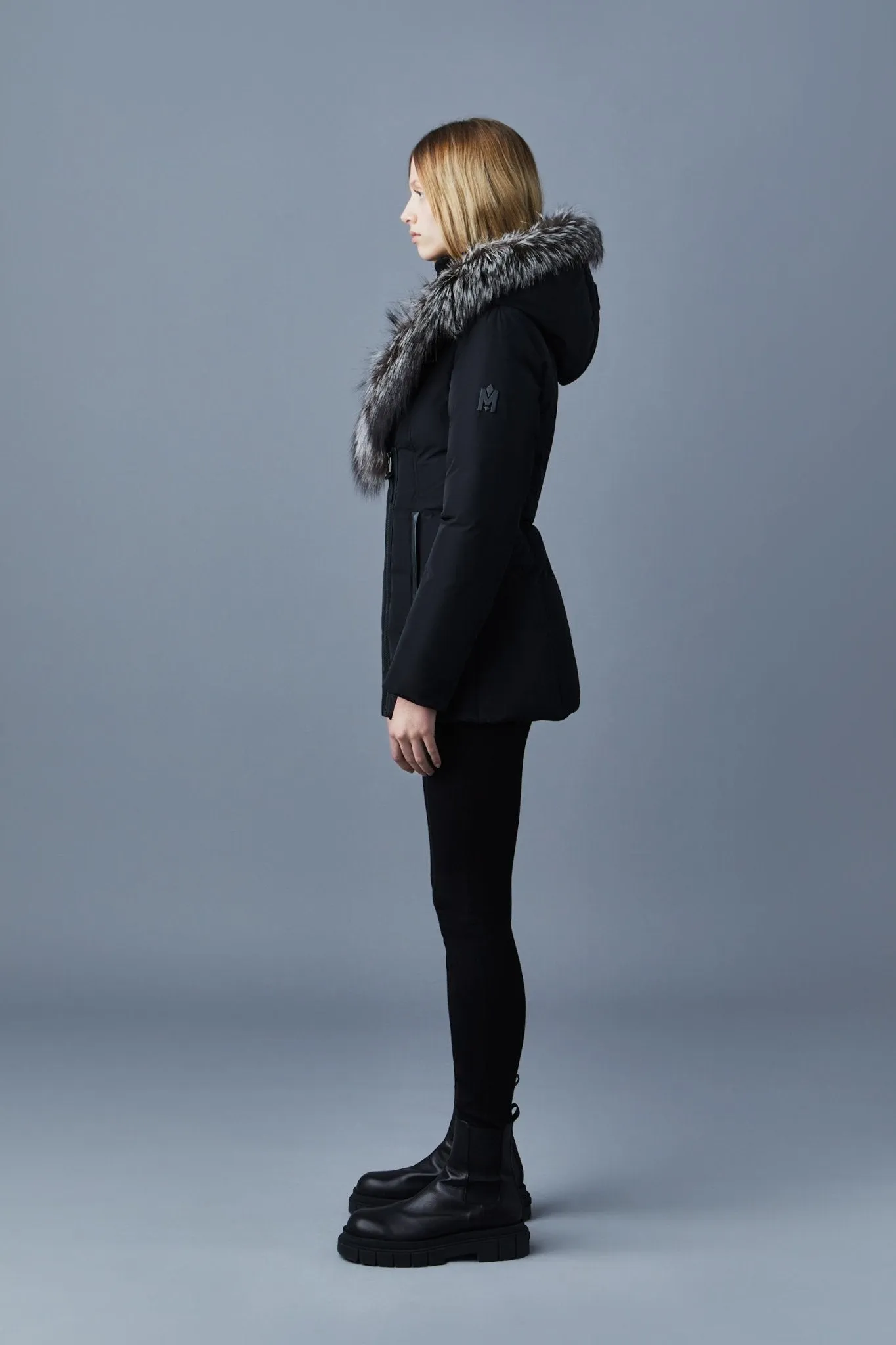 MACKAGE ADALI-X - Down Coat With Silver Fox Fur Signature Mackage Collar