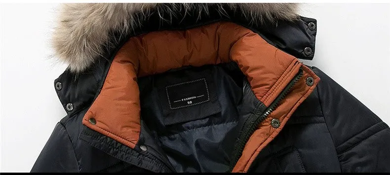 Men Thick Winter Jacket with Parka Hood