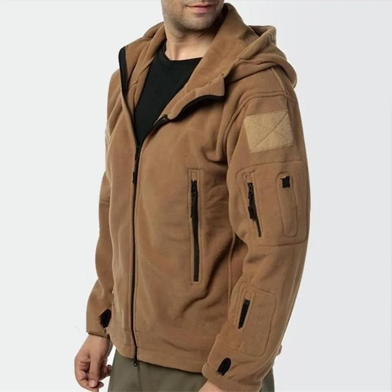 Men Winter Thermal Fleece Hooded Softshell Outdoor Jacket