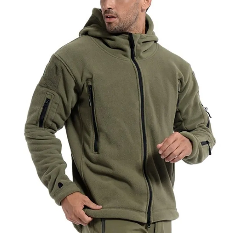 Men Winter Thermal Fleece Hooded Softshell Outdoor Jacket